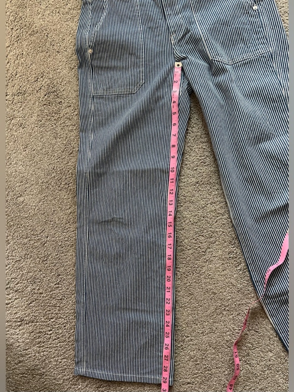 AYR High-Rise Wide-Leg Pinstripe Jeans — Navy and White - Picture 5 of 7